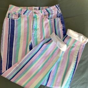 Rainbow Striped Mom Jeans